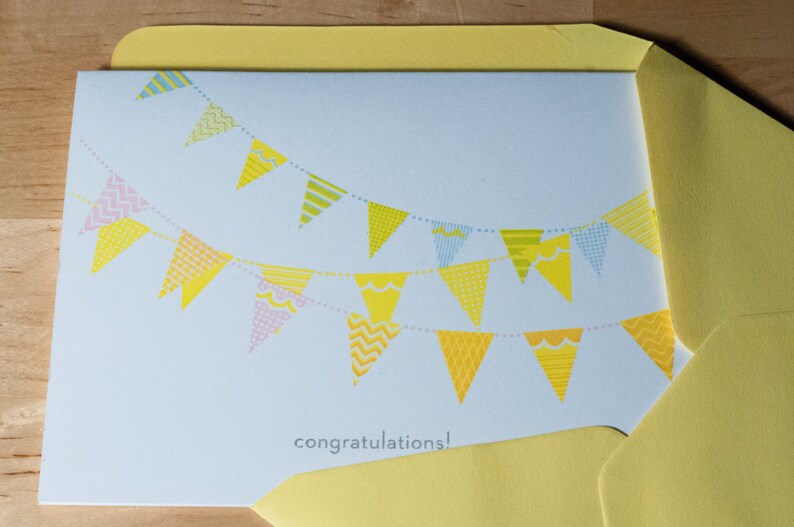 Hand-printed Congratulations card Flag Bunting image 3