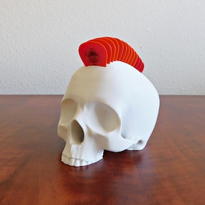 Skull Guitar Pick Holder 3D Print Matte White