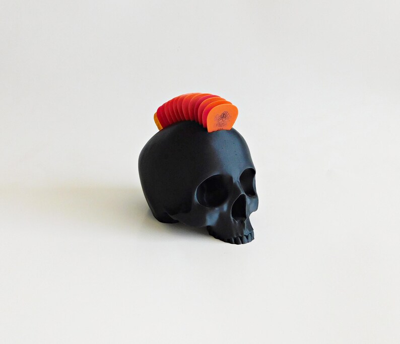 Skull Guitar Pick Holder 3D Print Matte Black