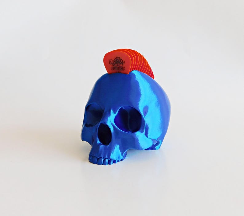 Skull Guitar Pick Holder 3D Print Saphire Blue
