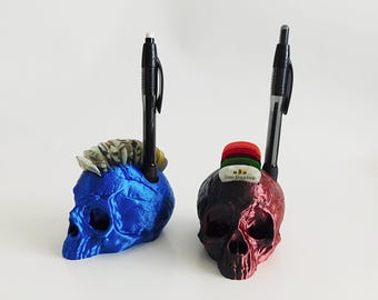 Skull Guitar Pick Holder With Pen Slot 3D Print