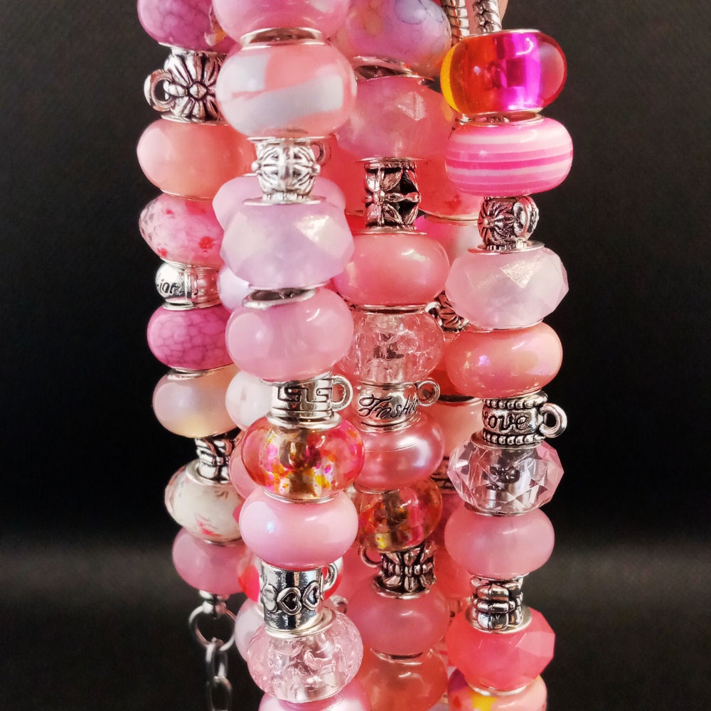 Mix Pink Large Bead Snake Chain Bracelet | Handmade Bracelet |