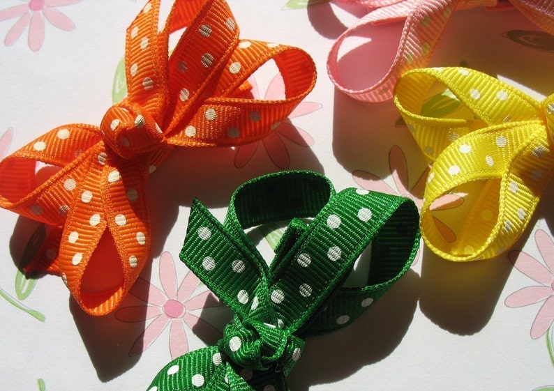 LiliBug MULTI POLKA DOT Butterfly Style Hair Bow Set of 6 image 3