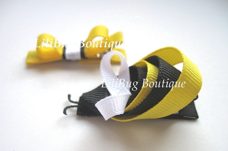 LiliBug Bumble Bee Hair Bow Set image 1