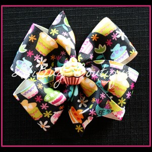 LiliBug Birthday Cupcake Hair Bow - Ready to Ship