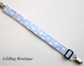 LiliBug Blue and White Dot Adjustable Nursing and Bib Clip