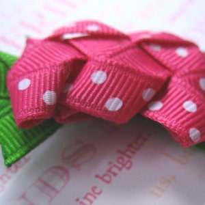 LiliBug Pink / White Polka Dot M2MG TURTLE Hair Clip image 2