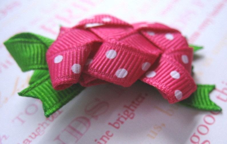 LiliBug Pink / White Polka Dot M2MG TURTLE Hair Clip image 2