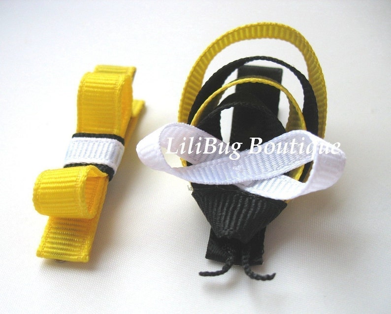 LiliBug Bumble Bee Hair Bow Set image 3