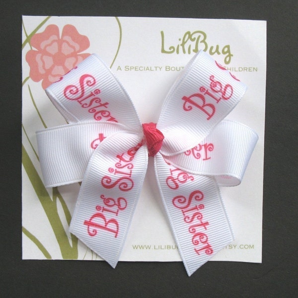 LiliBug blanco / rosa hermana de pelo arco grande