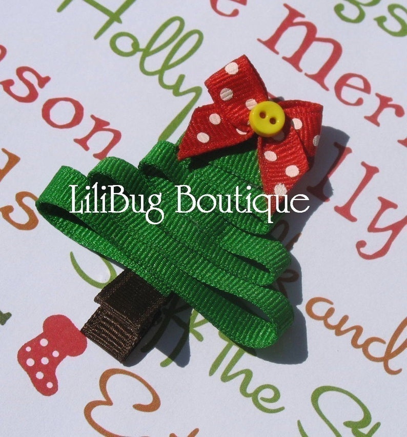 LiliBug Winter Christmas Tree Hair Clip image 2