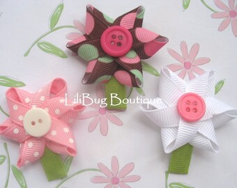 LiliBug SPRING FLOWERS Newborn Hair Clip Set