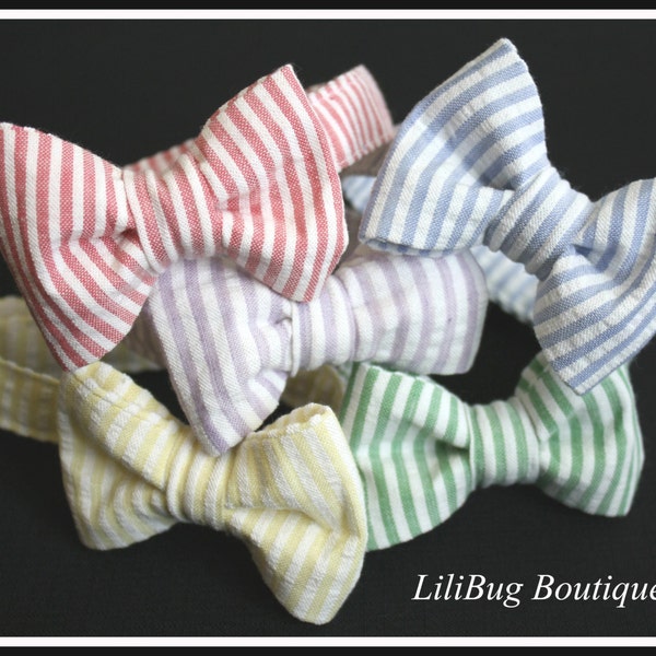 LiliBug Boys Bowtie - Adjustable Seersucker Bow Tie - You Choose Color - Great for Easter and Spring