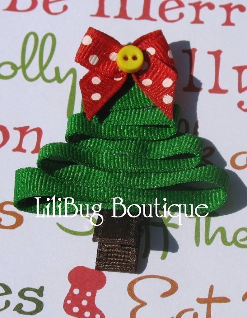 LiliBug Winter Christmas Tree Hair Clip image 1