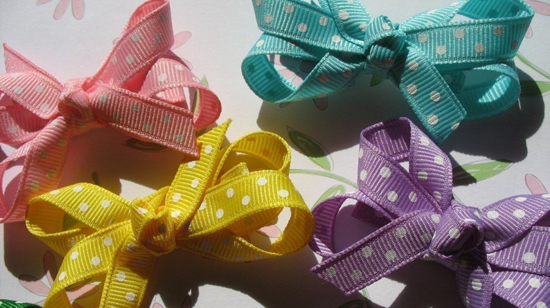 LiliBug MULTI POLKA DOT Butterfly Style Hair Bow Set of 6 image 4