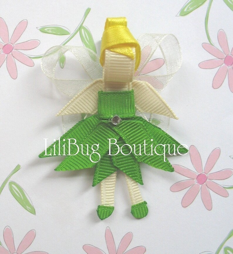 LiliBug PRINCESS Tinkerbell Fairy Hair Clip Bow image 3