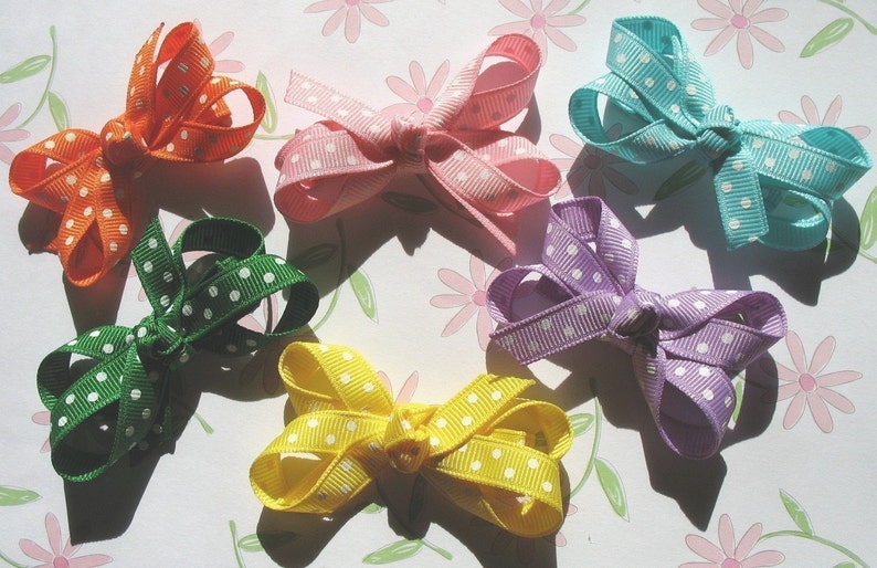 LiliBug MULTI POLKA DOT Butterfly Style Hair Bow Set of 6 image 2