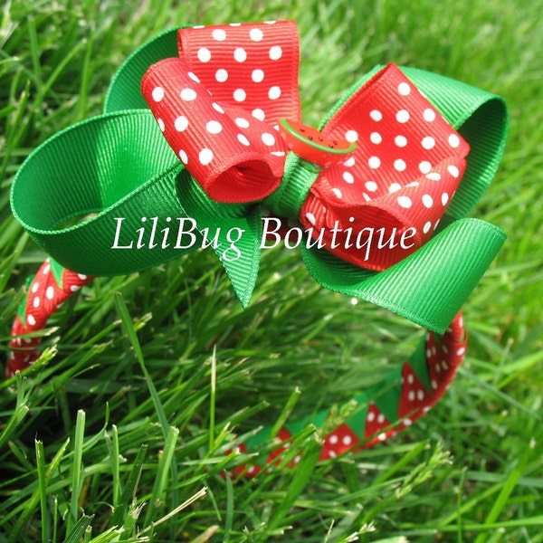 LiliBug Watermelon Woven Headband and Hairbow Set