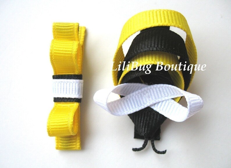 LiliBug Bumble Bee Hair Bow Set image 2