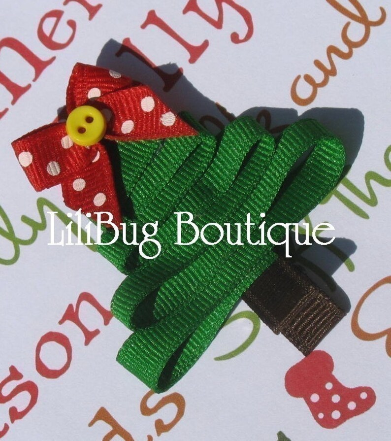 LiliBug Winter Christmas Tree Hair Clip image 3