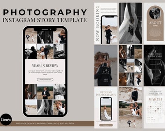 Photographer Instagram Story Template | Wedding Photography Instagram Stories | Photography Pricing List | Social Media Canva Template