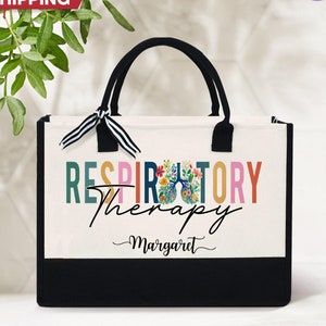 Personalized Respiratory Therapy Canvas Tote Bag, Custom Respiratory Therapist Bag, RT Tote Bag, RT Graduation Gift