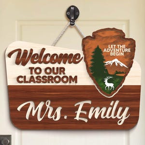 Personalized Teacher 3D Door Hanger, National Park Teacher Sign, Classroom Adventure Decor, Teacher Door Sign, Teacher Appreciation Gifts