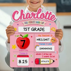 Custom First & Last Day School Sign,Back to School Sign,Kindergarten 1st Day of School Sign,First Day Acrylic School Board,School Photo Prop