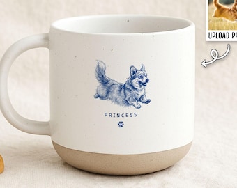 Custom Pet Portrait Pottery Mug, Personalized Drawing from Dog & Cat Photo Cup, Pet Face Picture Gift for PetOwner, Pet Loss Keepsake