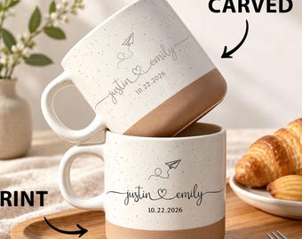 Custom Name Mug For Couple, Personalized Engraved Mug, Ceramic Coffee Cup,Couple Anniversary Gift,Wedding Gift,Newlywed Gift,Engagement Gift