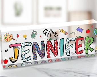 Personalized Teacher Desk Name Plate, Teacher Appreciation Gifts,Teacher Acrylic Block,Teacher Appreciation Gift,Office Decor,Back to School