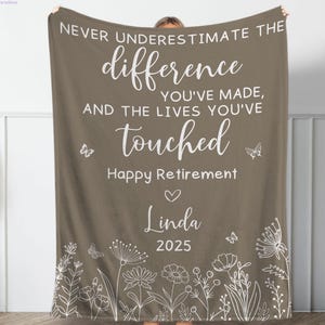 Personalized Retirement Blanket Custom Gift For Women Coworker Farewell Present Retired Boss Sentimental Throw Blanket Woman Retirement Gift