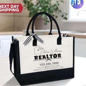 Personalized Realtor Tote Bag, Personalized Business Tote Bag, Custom Real Estate Agent Gift, Custom Logo Realtor Bag, Real Estate Tote Bag
