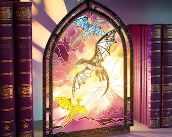 Dragon Book Nook: Fantasy Library Candle Holder, Cozy Glow