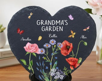 Personalized Grandma Stepping Stone Gifts,Grandma's Garden Stone,Grandma Gift from Grandchildren Birth Month Flower Garden,Mother's Day Gift