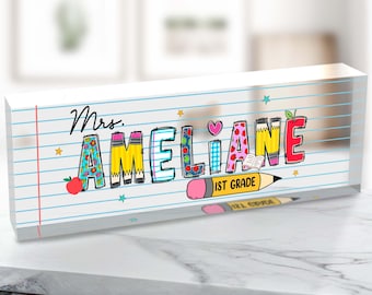 Personalized Teacher Desk Name Plate, Custom Teacher Name Plaque for Desk, Gift for Teacher, Teacher Appreciation Gift, Back To School