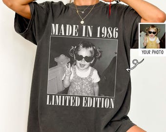 Comfor Colors Custom Vintage Photo Birthday Shirt: 40th Birthday Gift Picture Shirt, Birthday Shirt 30th 40th Birthday Retro Shirt