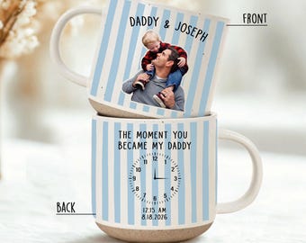 Personalized The Moment You Became My Dad Pottery Mug, First Father's Day Gift For New Dad, Husband Custom Portrait Coffee Cup, New Dad Gift