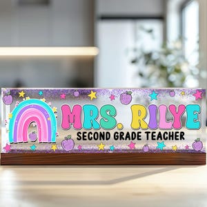 Personalized Teacher Gifts, Custom Teacher Acrylic Block Desk Sign, Teacher Desk Name Plate, Teacher Acrylic Plaque, Teacher Appreciation