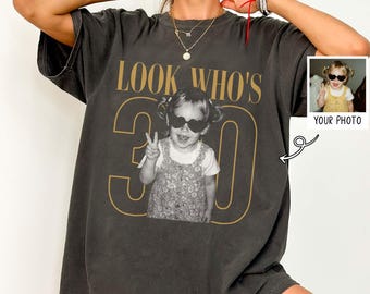 Comfor Colors Custom Vintage Photo Birthday Shirt: 30th Birthday Gift Picture Shirt, Birthday Shirt Vintage 40th Birthday Retro Shirt