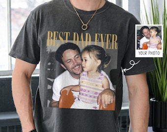 Personalised Photo Dad Comfort Colors Shirt, Daddy Picture TShirt, Grandpa Gift, Custom Portrait Papa Tee Family Gift