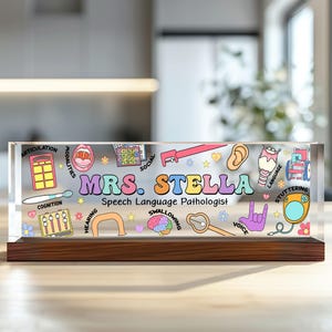 Custom Speech Pathologist Desk Name Plate, Speech Therapist Plaque, SLP Teacher Name Plate for Desk, Gift for Teacher, Teacher Appreciation