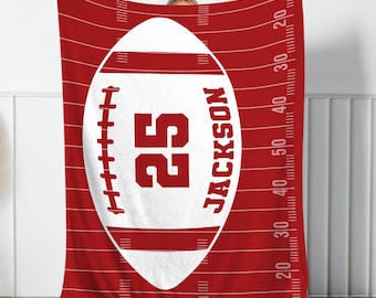 Personalized Football Blanket with Name and Number, Custom Sports Team Gift, College Dorm Blanket, Spirit Day, Sports Team Blanket