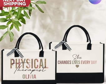 Personalized Physical Therapist Canvas Tote Bag, Physical Therapy Bag, Pediatric Physical Therapy Bag, Gift for Physical Therapist