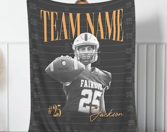 Custom Football Player Photo And Name Blanket, Personalized Football Blanket, Sports Team Gift, Senior Football 2027, Custom Team Blanket