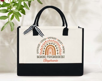 Custom School Psychologist Tote Bag,School Psychologist Gift,Custom Office Staff Gift,Gift For School Psychologist,Teacher Appreciation Gift