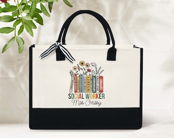 Custom Social Worker Tote Bag, Social Worker Thank You Gifts, LCSW MSW Grad Present, Custom Social Worker Gift, Teacher Appreciation Week