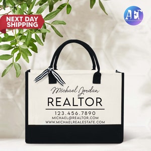 Personalized Business Tote Bag, Realtor Tote Bag, Custom Real Estate Agent Gift, Bulk Business Logo Realtor Swag, Real Estate Tote Bag