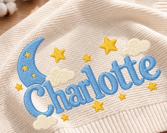 Personalized Embroidered Baby Blanket with Name, Custom Dreamy Star Cloud Nursery Blanket,Coming Baby Blanket,Baby Keepsake,Baby Shower Gift