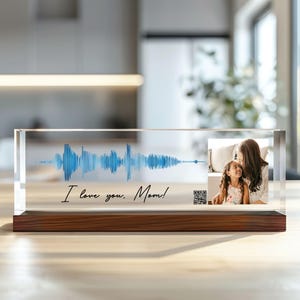 Custom Picture with QR code Soundwave Art, Music Plaque, Sound Wave Art, Voice Recording Gift, Song Plaque Custom, Mother&#39;s Day Gift For Mom